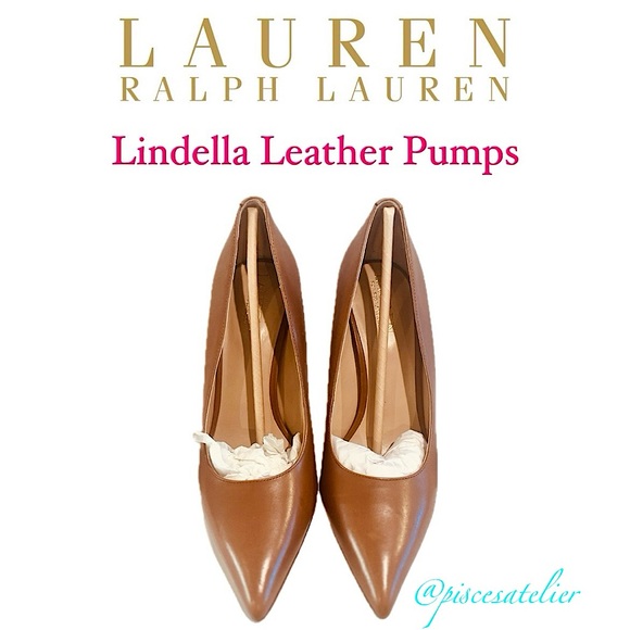 LAUREN Ralph Lauren Lindella Leather Pumps in Deep Saddle Tan, Women’s Size 7.5B - Picture 8 of 16